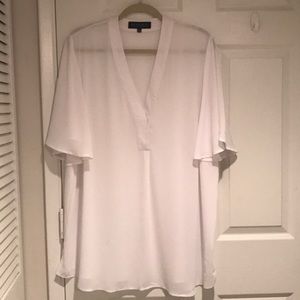 ELOQUII Flutter Sleeve Pleat Front Tunic